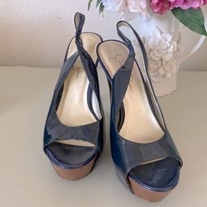 Jessica Simpson navy sling back platforms size 8